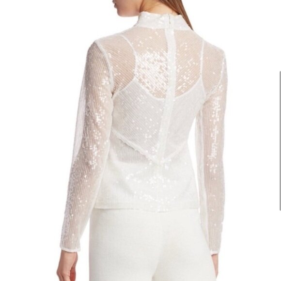 STAUD Chaka Sequined Long Sleeve White Blouse Sz XS - Picture 3 of 9
